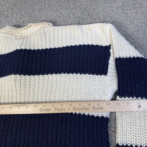 Vintage Gap Sweater Mens Medium Blue White Stripe Henley Knit Hong Kong 90s - Picture 11 of 12